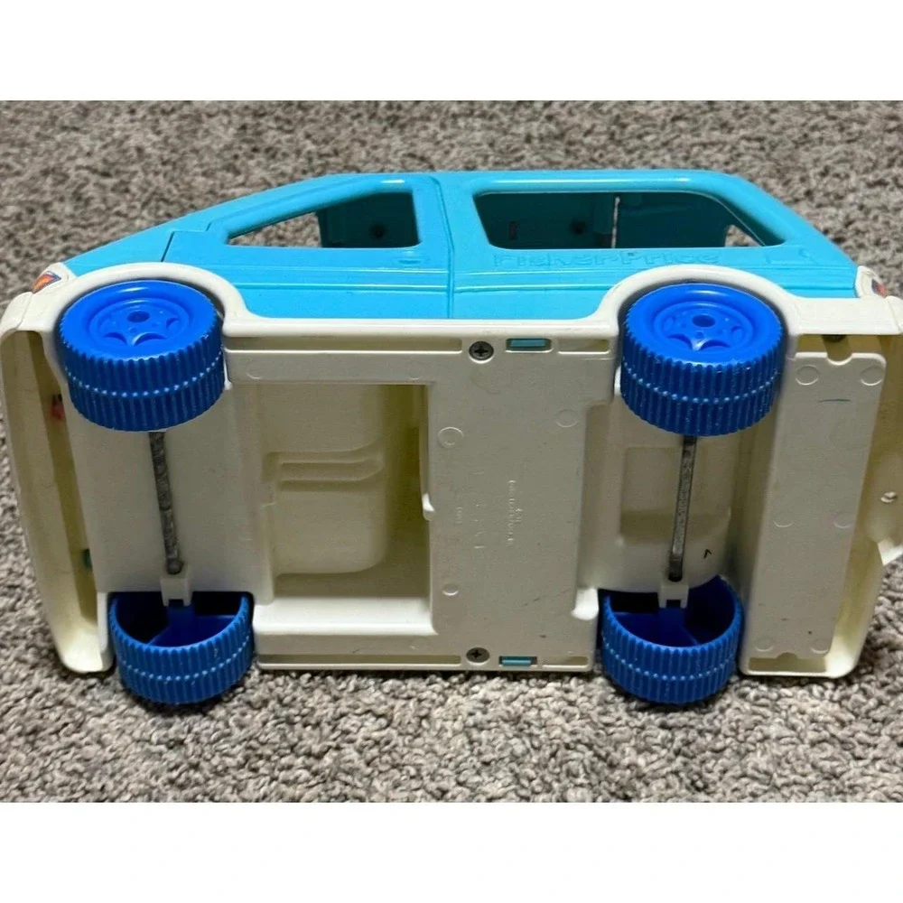 Vintage 1993 Fisher Price Loving Family Minivan Van Blue Pink Dollhouse Vehicle